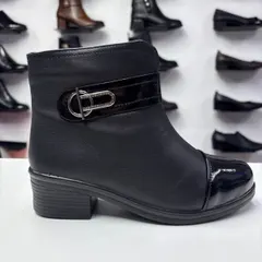 Ghete Dama negre cu toc gros si fermoar, comode F1 — poza 2