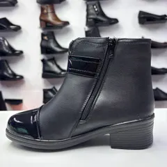 Ghete Dama negre cu toc gros si fermoar, comode F1 — poza 3