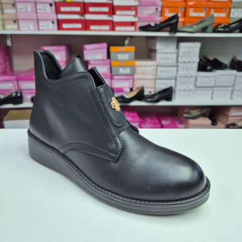 Ghete Dama negre, cu elastic si fermoar, comode Q27