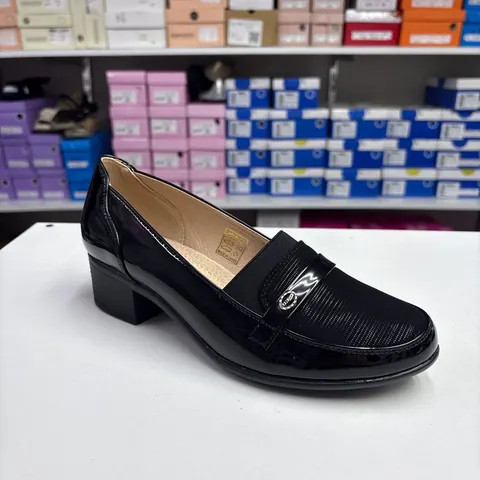 Pantofi Dama 125 negru A175 comozi, toc gros