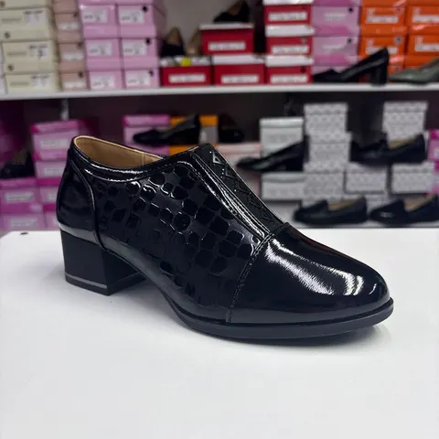 Botine Dama negri lacuți, toc gros, comozi 7376