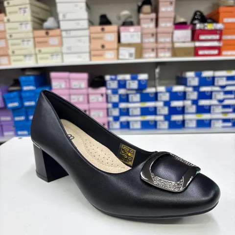 Pantofi Dama 140 Q352 negri, comozi, toc gros