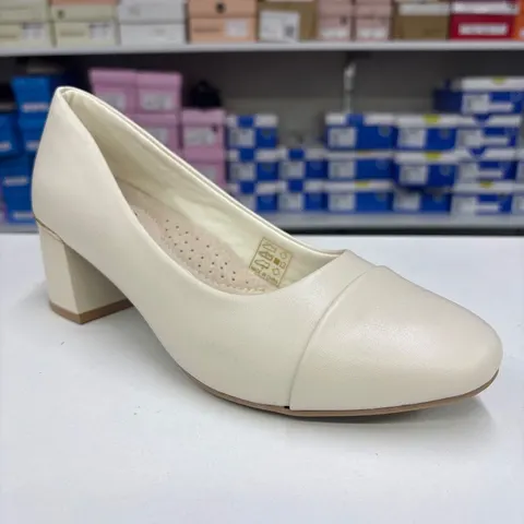 Pantofi Dama 150 Q95 comozi, albi, toc gros