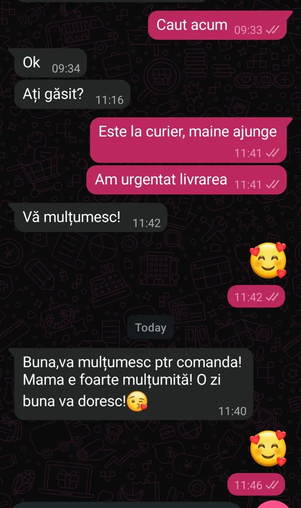 Mesaj real de la o clientă mulțumită Pas de Mătase