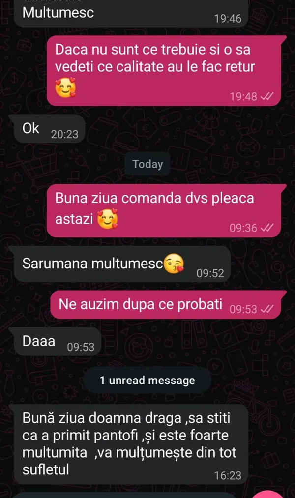 Mesaj real de la o clientă mulțumită Pas de Mătase